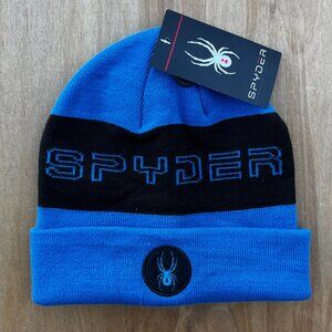 SPYDER COLLEGIATE LETTER BEANIE BLUE Men’s Snow Ski Striped NEW $49